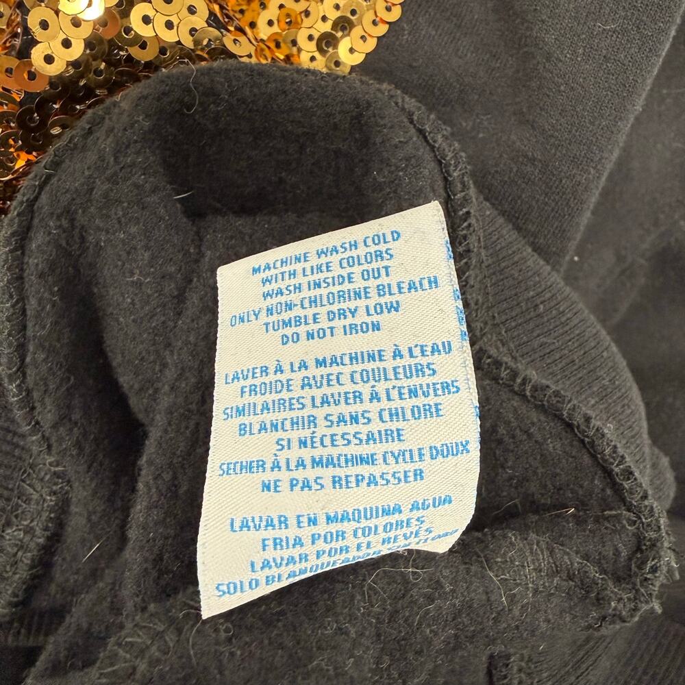 Disney Mickey & Friends Mouse Sweatshirt Juniors SZ Medium Sequin Hoodie Black - Picture 14 of 15